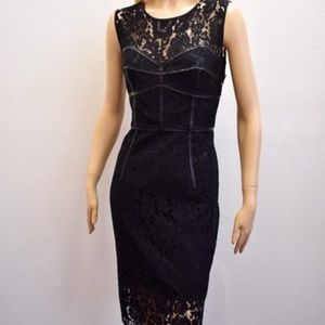Milly Lace and Leather Cocktail Dress